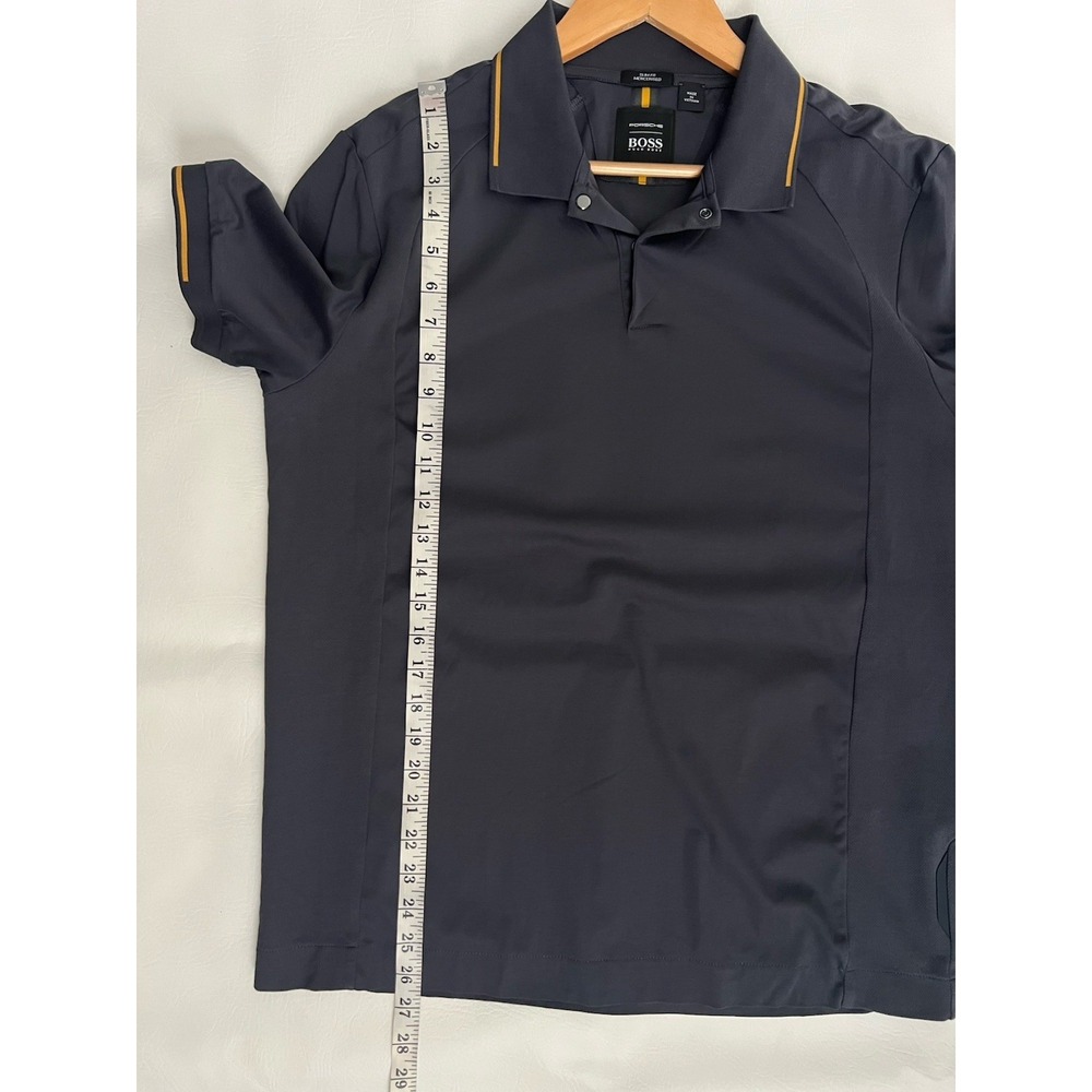 Hugo Boss x Porsche Mens XL Slim Fit Polo Gray Performance Golf Shirt Luxury - Picture 8 of 8